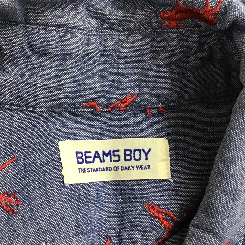 ビームスボーイ BEAMS BOY シャツ、ブラウス 長袖 13-11-0697-414 刺繍 総柄 紺 / ネイビー / X 赤 / レッド / レディース USED 古着 中古 10093879