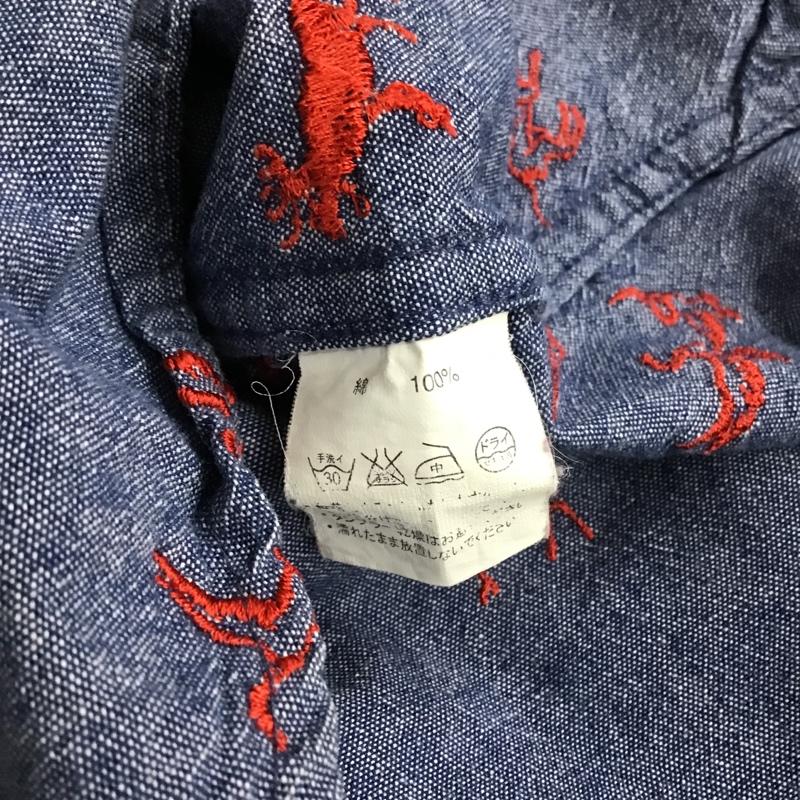 ビームスボーイ BEAMS BOY シャツ、ブラウス 長袖 13-11-0697-414 刺繍 総柄 紺 / ネイビー / X 赤 / レッド / レディース USED 古着 中古 10093879
