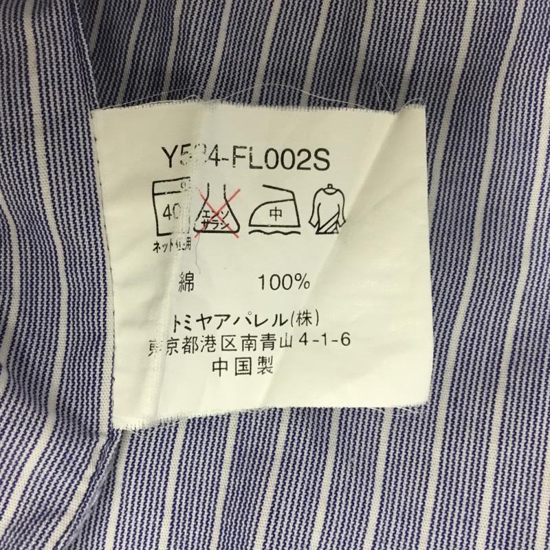 フィラ FILA シャツ、ブラウス 半袖 Y534-FL002S ストライプ L ロゴ、文字 白 / ホワイト / X 水色 / ライトブルー /  メンズ USED 古着 中古 10093959