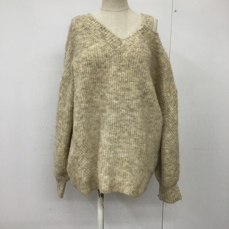 ムルーア MURUA ニット、セーター 長袖 012062601501-01 長袖ニットセーターVネック カットアウト オーバーサイズ FREE 無地 茶 / ブラウン / レディース USED 古着 中古 10093972