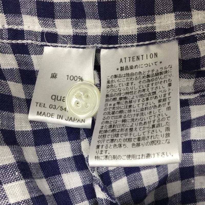 クオドロ quadro シャツ、ブラウス 長袖 リネン スキッパー 2 チェック 白 / ホワイト / X 青 / ブルー /  メンズ USED 古着 中古 10093975