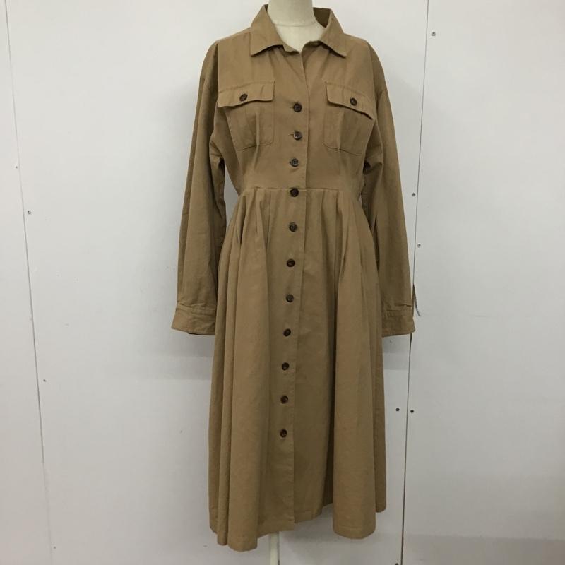 アルシーヴ archives シャツワンピース 長袖 5362 ロング丈 M 無地 茶 / ブラウン / レディース USED 古着 中古 10093997