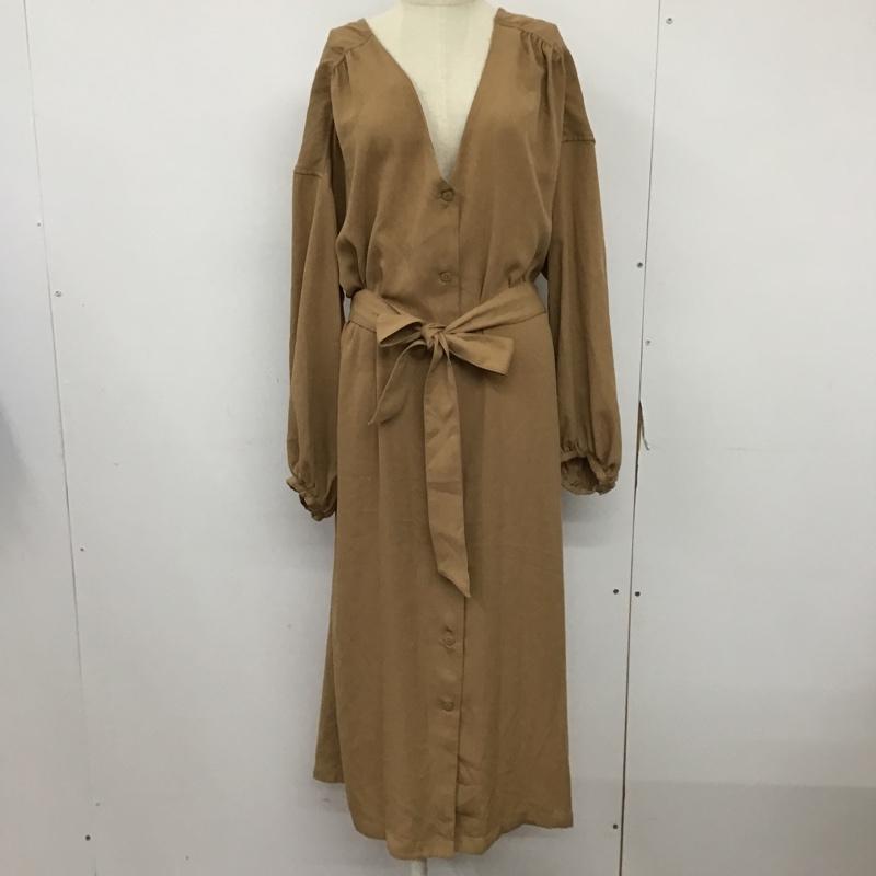 グローバルワーク GLOBAL WORK ワンピース ロングスカート GW717503TS ノーカラー シャツワンピース L 無地 キャメル / キャメル / レディース USED 古着 中古 10093998