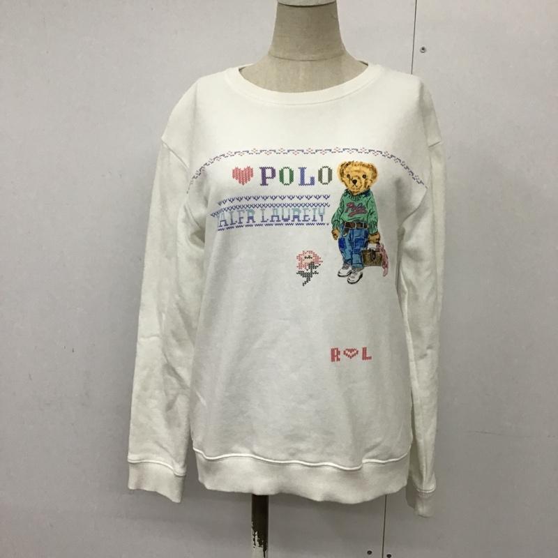 ポロバイラルフローレン Polo by RALPH LAUREN トレーナー 長袖 スウェット プリントトレーナー リブ M プリント 白 / ホワイト / レディース USED 古着 中古 10094018