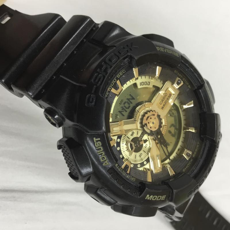 ジーショック G-SHOCK 腕時計 アナログ(クォーツ式) GA-110BR アナデジ 黒 / ブラック / X 金 / ゴールド / メンズ USED 古着 中古 10094057