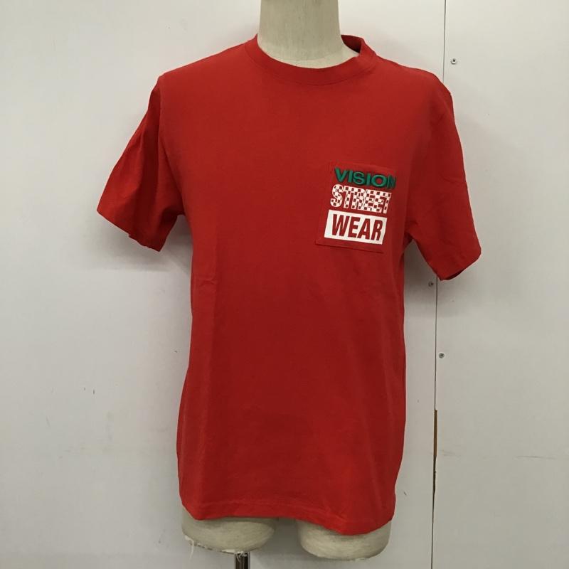 ヴィジョン ストリート ウェア VISION STREET WEAR Tシャツ 半袖 8504123-T クルーネック 胸ポケット L ロゴ、文字 赤 / レッド / メンズ USED 古着 中古 10094137