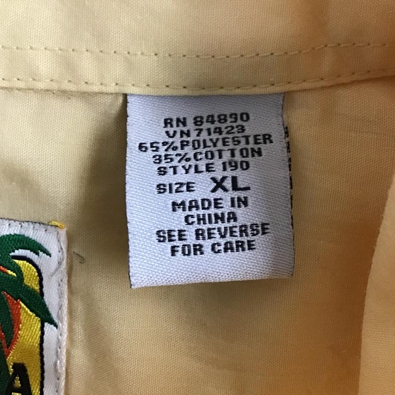 古着 USED シャツ、ブラウス 半袖 キューバシャツ 半袖シャツ ジップアップシャツ ヴィンテージシャツ XL 無地 X 刺繍 黄 / イエロー /  メンズ USED 古着 中古 10094188
