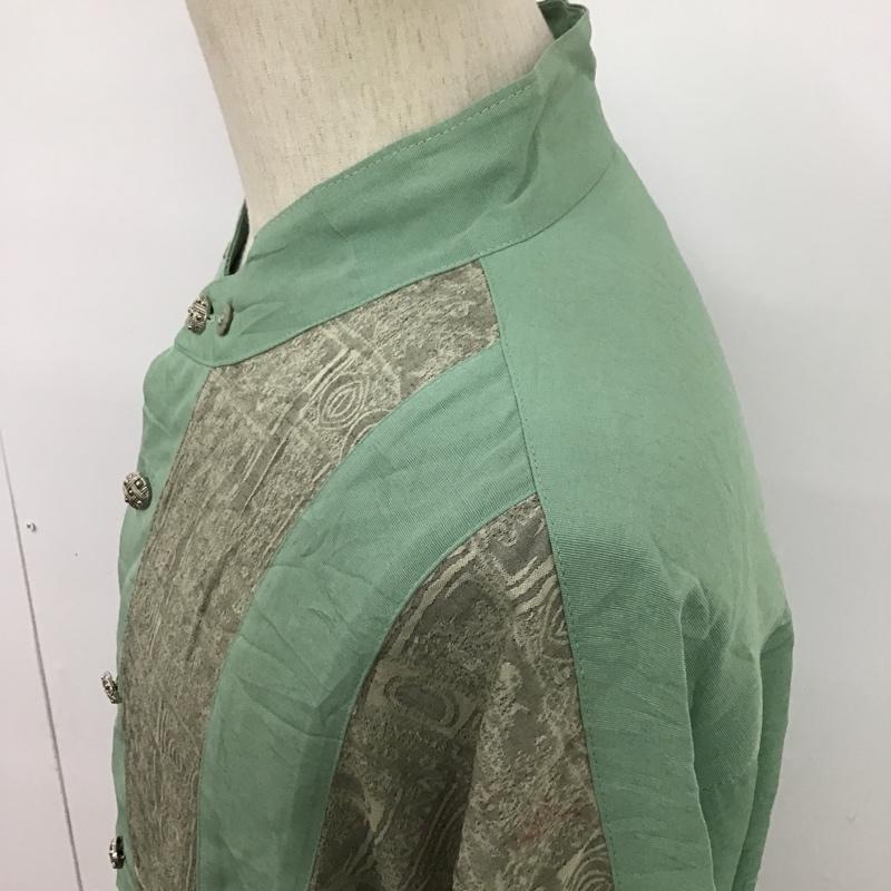 古着 USED シャツ、ブラウス 半袖 ヴィンテージシャツ ノーカラーシャツ 半袖シャツ 半袖カットソー XL 総柄 緑 / グリーン / X 灰 / グレー / メンズ USED 古着 中古 10094197