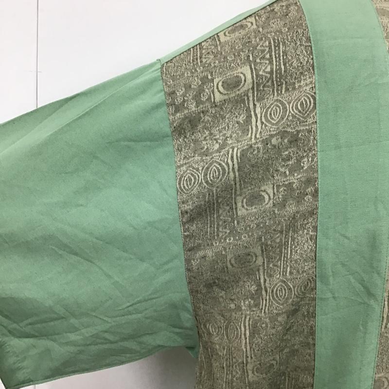 古着 USED シャツ、ブラウス 半袖 ヴィンテージシャツ ノーカラーシャツ 半袖シャツ 半袖カットソー XL 総柄 緑 / グリーン / X 灰 / グレー / メンズ USED 古着 中古 10094197