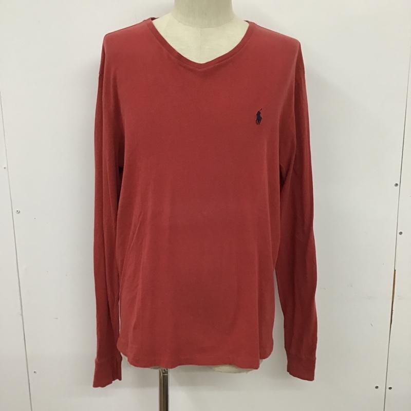 ポロラルフローレン POLO RALPH LAUREN Tシャツ 半袖 長袖カットソー Vネックカットソー M 無地 X ワンポイント 赤 / レッド / メンズ USED 古着 中古 10094267