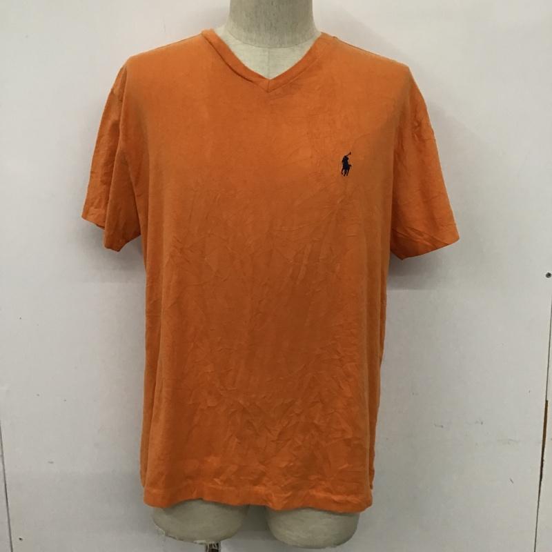 ポロラルフローレン POLO RALPH LAUREN Tシャツ 半袖 Vネックシャツ 半袖カットソー 半袖Tシャツ M 無地 X ワンポイント 橙 / オレンジ / メンズ USED 古着 中古 10094289