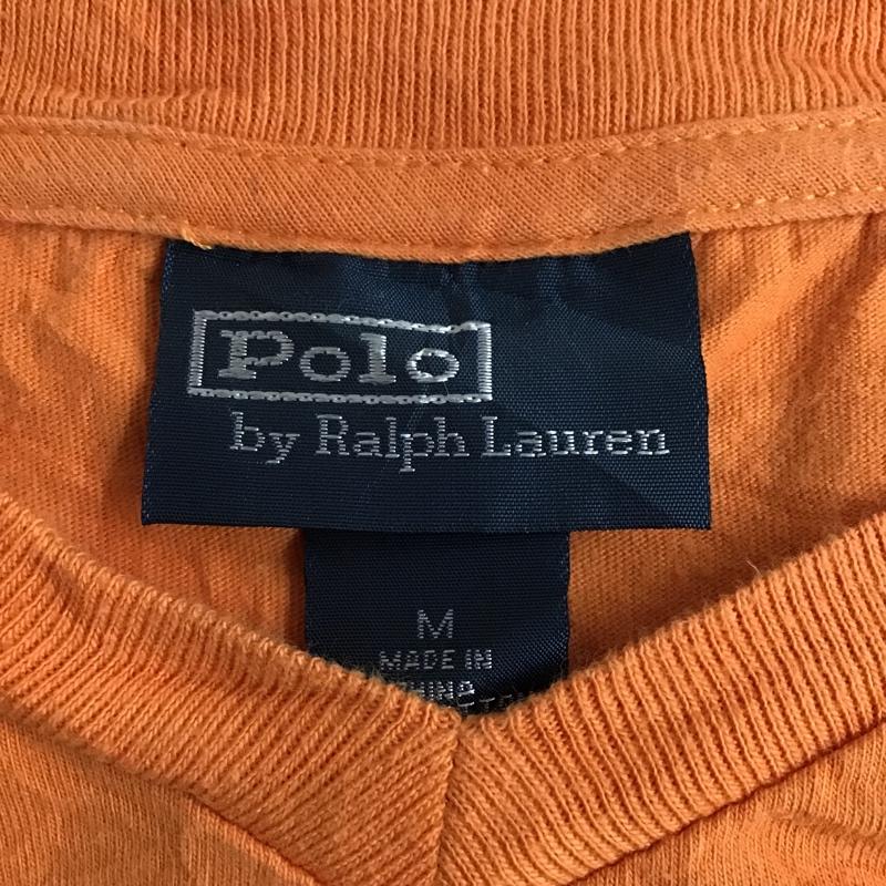ポロラルフローレン POLO RALPH LAUREN Tシャツ 半袖 Vネックシャツ 半袖カットソー 半袖Tシャツ M 無地 X ワンポイント 橙 / オレンジ / メンズ USED 古着 中古 10094289