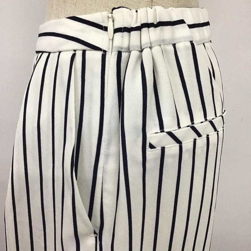 アズールバイマウジー AZUL BY MOUSSY ボトムス ボトムス 2509SB30-0190 ガウチョパンツ M ストライプ 白 / ホワイト / X 黒 / ブラック / レディース USED 古着 中古 10094383