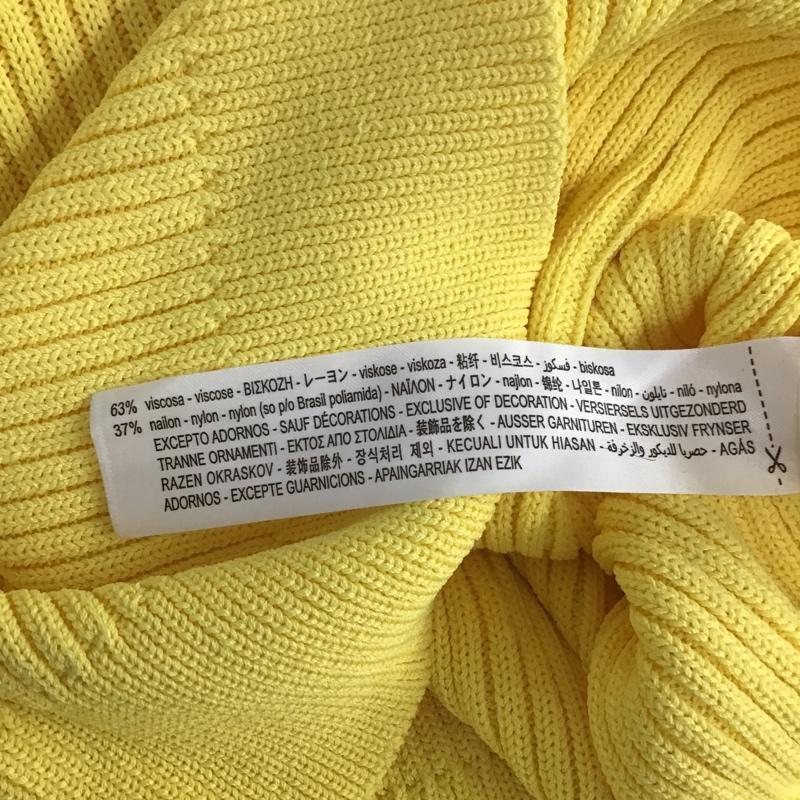 ザラ ZARA ワンピース ひざ丈スカート 2142 067 300 バックオープン バックストラップ ニット S 無地 黄 / イエロー / レディース USED 古着 中古 10094508
