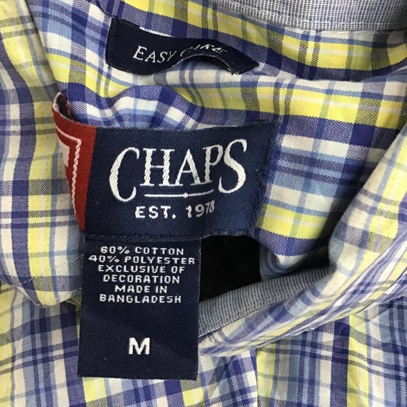 チャップス CHAPS シャツ、ブラウス 半袖 ボタンダウン ロゴ M チェック 白 / ホワイト / X 青 / ブルー / X 黄 / イエロー / X 水色 / ライトブルー / メンズ USED 古着 中古 10094511