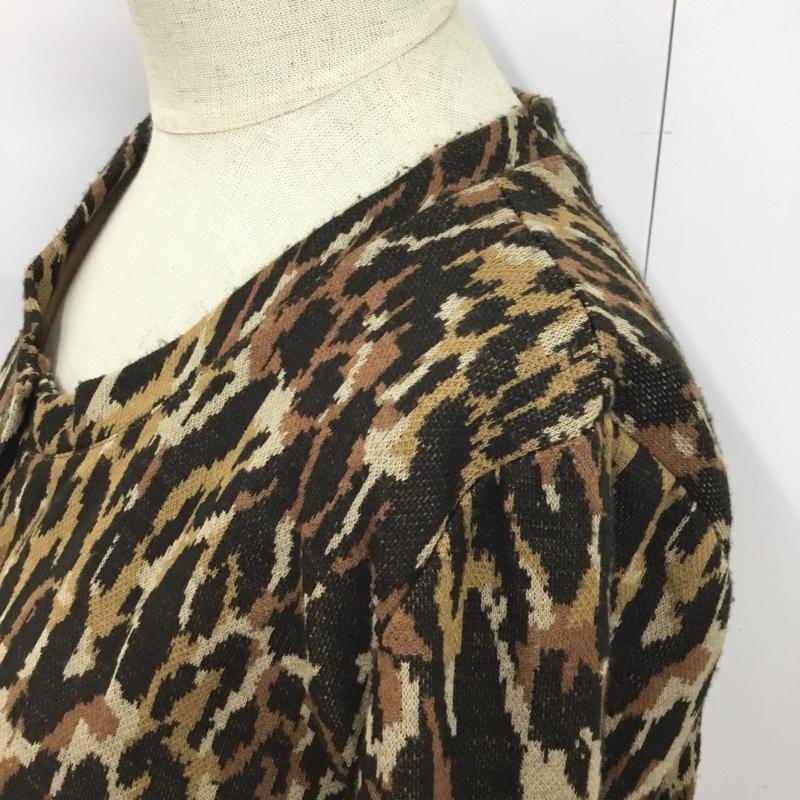 ザラコレクション ZARA COLLECTION カーディガン 長袖 1165 223 751 クルーネック L ヒョウ柄・レオパード柄 茶 / ブラウン / X ベージュ / ベージュ / X 黒 / ブラック / レディース USED 古着 中古 10094537
