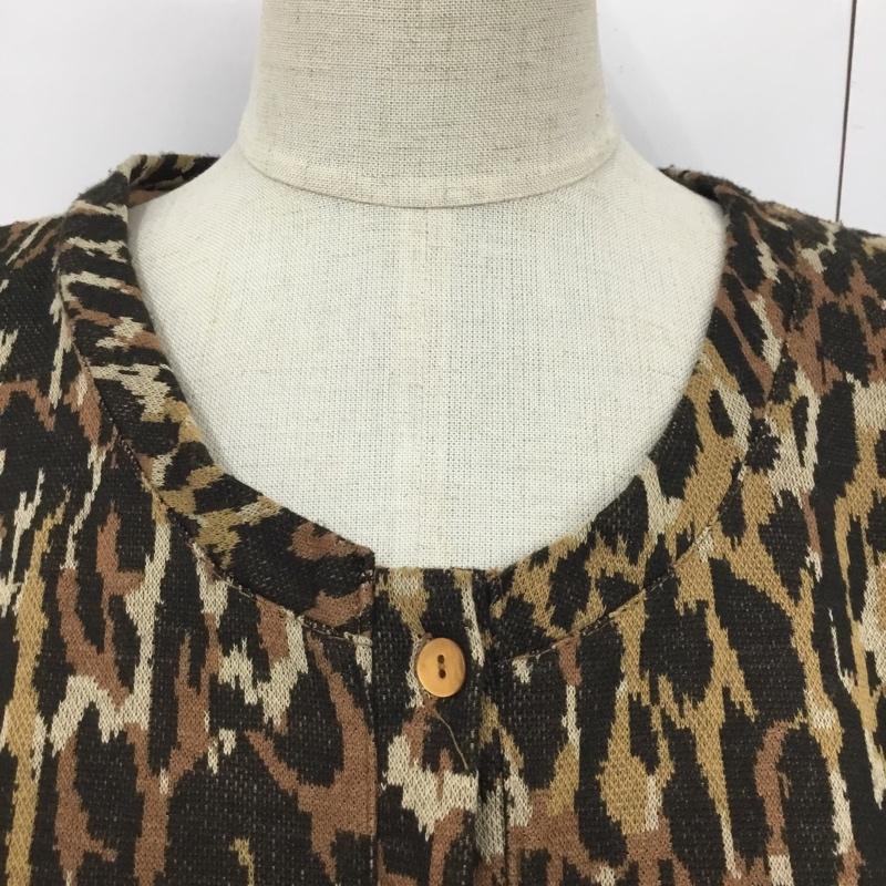 ザラコレクション ZARA COLLECTION カーディガン 長袖 1165 223 751 クルーネック L ヒョウ柄・レオパード柄 茶 / ブラウン / X ベージュ / ベージュ / X 黒 / ブラック / レディース USED 古着 中古 10094537