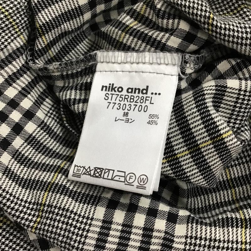 ニコアンド niko and... カットソー 七分袖 ST75RB28FL チェックフレアBL 3 チェック 白 / ホワイト / X 黒 / ブラック / X 黄 / イエロー /  レディース USED 古着 中古 10094680