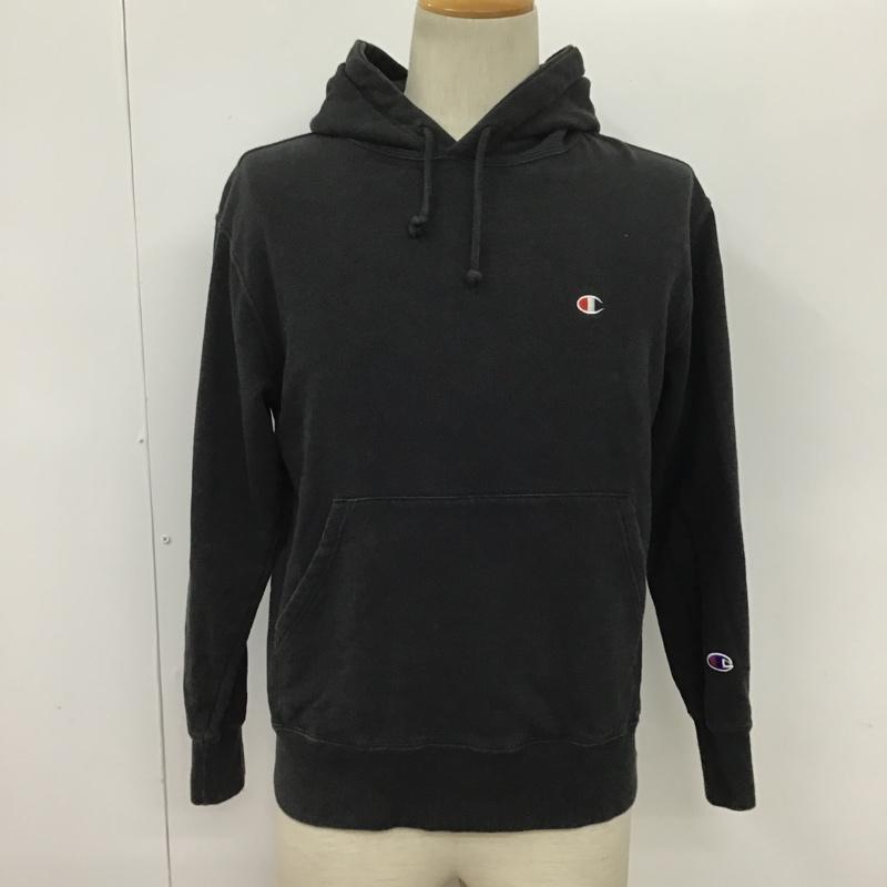 チャンピオン Champion パーカー 長袖 C3-C118 プルオーバー フーディー M ワンポイント 黒 / ブラック / メンズ USED 古着 中古 10094696