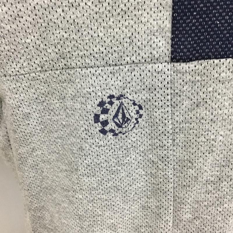 ボルコム VOLCOM ポロシャツ 半袖 半袖カットソー 切替カットソー L ロゴ、文字 灰 / グレー / X 紺 / ネイビー / メンズ USED 古着 中古 10094735