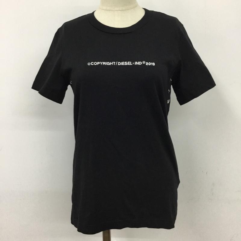 ディーゼル DIESEL Tシャツ 半袖 半袖カットソー 刺繍Tシャツ XS ロゴ、文字 黒 / ブラック / レディース USED 古着 中古 10094826