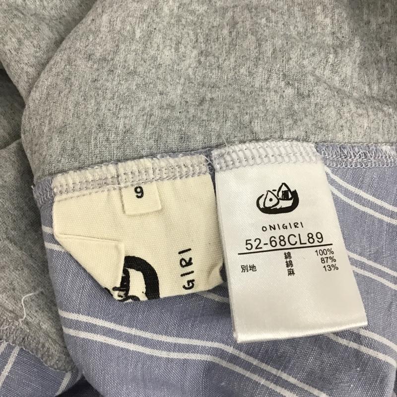 オニギリ ONIGIRI セットアップ セットアップ 52-68CL89 ストライプ異素材切替 カットソー 半袖カットソー 切替シャツカットソー 6 無地 X ストライプ 灰 / グレー / X 水色 / ライトブルー /  レディース USED 古着 中古 10094839