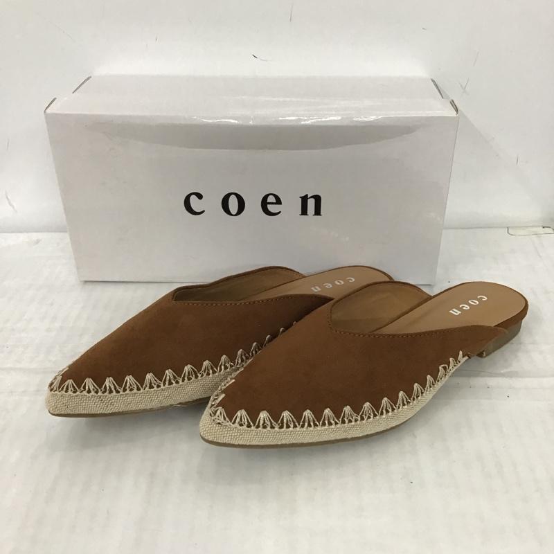 コーエン coen ミュール ミュール 7682-603-0050 コンビVカットミュール 箱有 M 刺繍 茶 / ブラウン / レディース USED 古着 中古 10094894