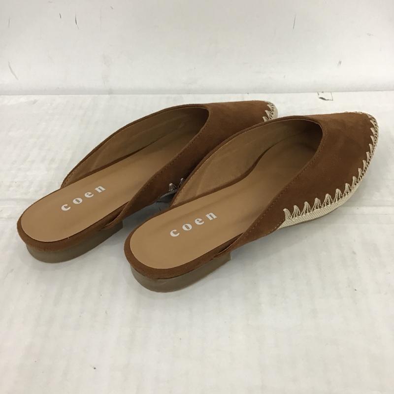 コーエン coen ミュール ミュール 7682-603-0050 コンビVカットミュール 箱有 M 刺繍 茶 / ブラウン / レディース USED 古着 中古 10094894
