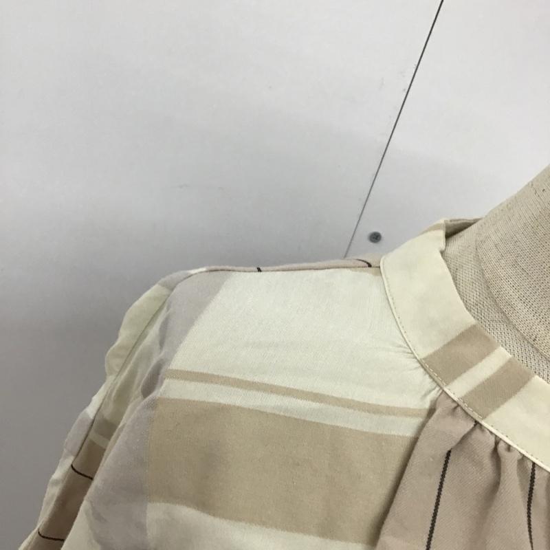 エストゥロワルーズ ESTROISLOSE シャツ、ブラウス 長袖 EB22110 キュプラコットンビックチェックドルマンブラウス ノーカラー チェック ベージュ / ベージュ / X アイボリー / アイボリー / X 灰 / グレー / レディース USED 古着 中古 10094999