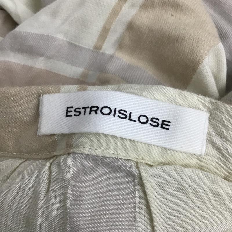 エストゥロワルーズ ESTROISLOSE シャツ、ブラウス 長袖 EB22110 キュプラコットンビックチェックドルマンブラウス ノーカラー チェック ベージュ / ベージュ / X アイボリー / アイボリー / X 灰 / グレー / レディース USED 古着 中古 10094999
