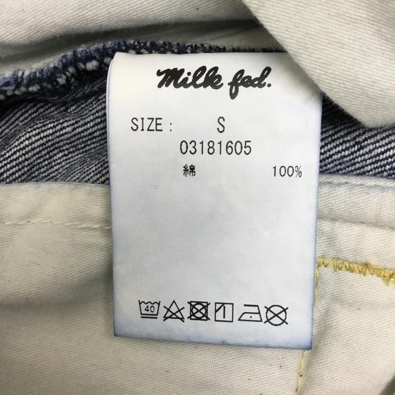 ミルクフェド MILKFED. パンツ デニム、ジーンズ 03181605 ワイドパンツ S ロゴ、文字 インディゴ / インディゴ / レディース USED 古着 中古 10095006