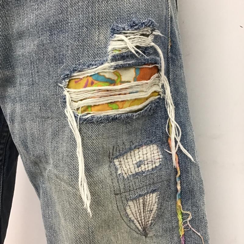 リーバイス Levi's パンツ デニム、ジーンズ デニムパンツ ストレートパンツ ダメージジーンズ 加工 リメイク 28インチ 無地 インディゴ / インディゴ / メンズ USED 古着 中古 10095079