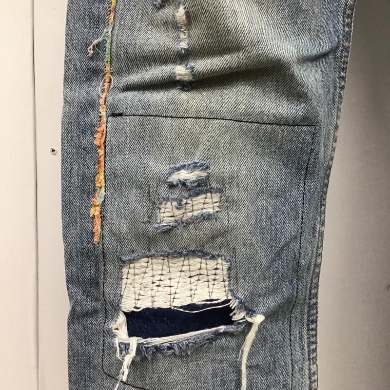 リーバイス Levi's パンツ デニム、ジーンズ デニムパンツ ストレートパンツ ダメージジーンズ 加工 リメイク 28インチ 無地 インディゴ / インディゴ / メンズ USED 古着 中古 10095079