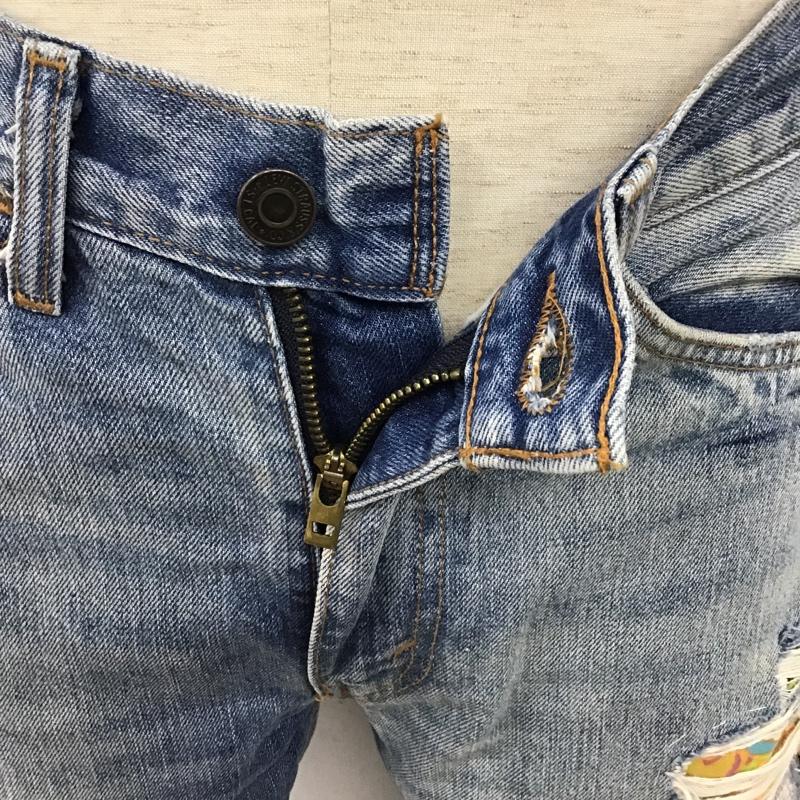 リーバイス Levi's パンツ デニム、ジーンズ デニムパンツ ストレートパンツ ダメージジーンズ 加工 リメイク 28インチ 無地 インディゴ / インディゴ / メンズ USED 古着 中古 10095079
