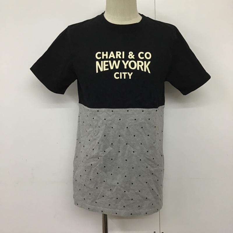 チャリアンドコー CHARI&CO Tシャツ 半袖 HALFDOTTEE 半袖カットソー 切替Tシャツ プリントTシャツ M ドット X プリント 白 / ホワイト / X 黒 / ブラック / X 灰 / グレー / メンズ USED 古着 中古 10095118