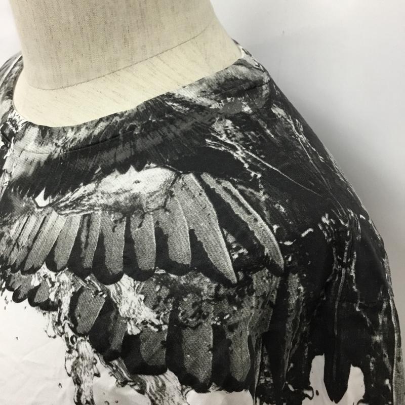 マルセロ・バーロン MARCELO BURLON Tシャツ 半袖 CMAA018F17001247 フェザープリントバイカラーTシャツ 半袖カットソー プリントTシャツ XS プリント 白 / ホワイト / X 黒 / ブラック / メンズ USED 古着 中古 10095126