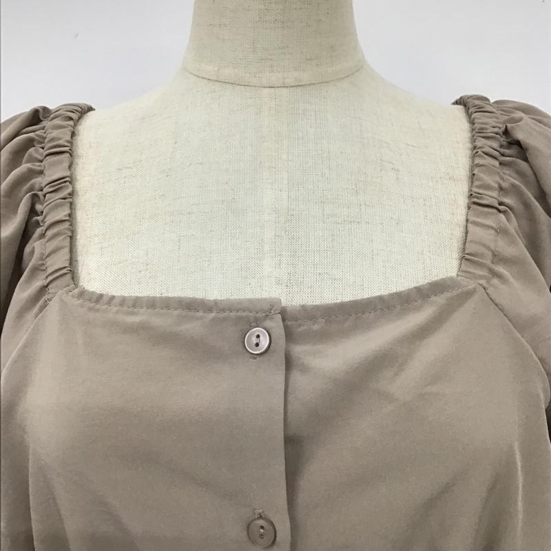 ダブルクローゼット w closet カットソー 七分袖 長袖カットソー スクエアネック カラーカットソー 前開カットソー FREE 無地 茶 / ブラウン /  レディース USED 古着 中古 10095147