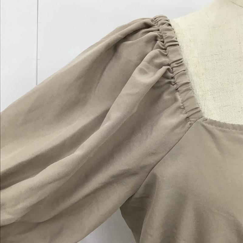 ダブルクローゼット w closet カットソー 七分袖 長袖カットソー スクエアネック カラーカットソー 前開カットソー FREE 無地 茶 / ブラウン /  レディース USED 古着 中古 10095147