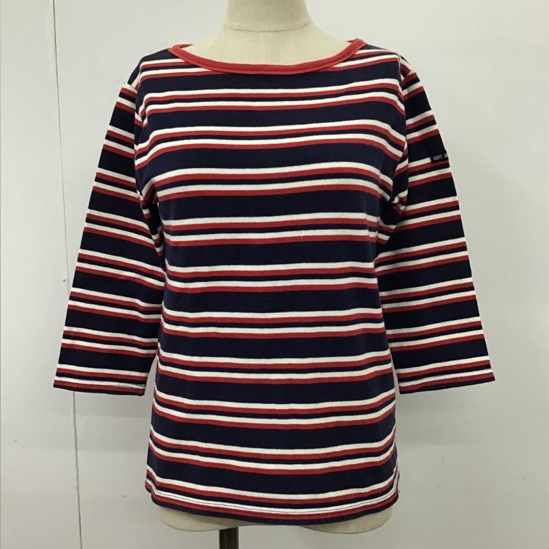 セントジェームス SAINT JAMES カットソー 七分袖 ボーダーカットソー 七分丈カットソー 長袖Tシャツ XXS ボーダー柄 白 / ホワイト / X 赤 / レッド / X 紺 / ネイビー / レディース USED 古着 中古 10095157