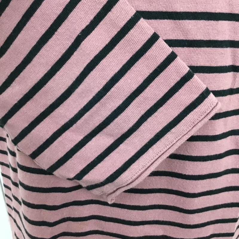 ディーゼル DIESEL カットソー 七分袖 七分丈カットソー ボーダー長袖カットソー 長袖Tシャツ S ボーダー柄 黒 / ブラック / X 桃 / ピンク / メンズ USED 古着 中古 10095163