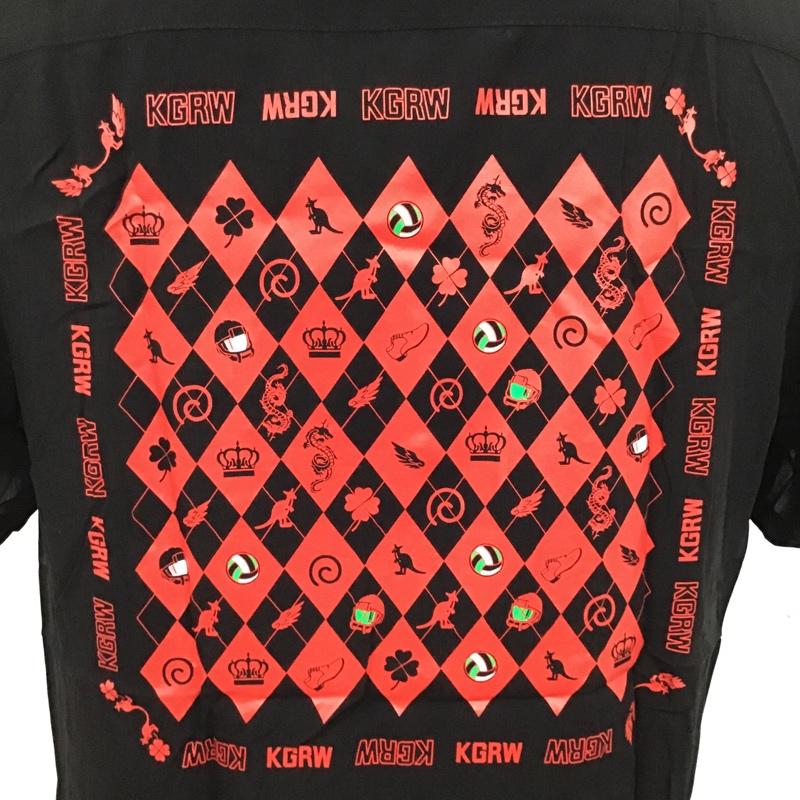 カンゴール KANGOL シャツ、ブラウス 半袖 半袖シャツ カラーシャツ ボーリングシャツ 半袖カットソー L ロゴ、文字 黒 / ブラック / メンズ USED 古着 中古 10095184