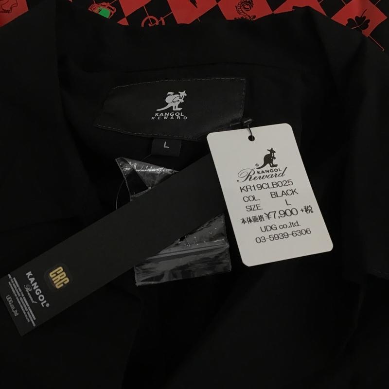 カンゴール KANGOL シャツ、ブラウス 半袖 半袖シャツ カラーシャツ ボーリングシャツ 半袖カットソー L ロゴ、文字 黒 / ブラック / メンズ USED 古着 中古 10095184