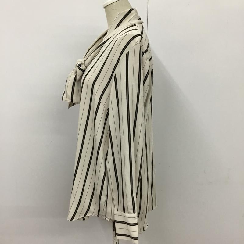 ロペピクニック ROPE' PICNIC シャツ、ブラウス 長袖 ストライプシャツ 長袖シャツ ノーカラーシャツ 長袖カットソー 38 ストライプ 白 / ホワイト / X 黒 / ブラック / X ベージュ / ベージュ / レディース USED 古着 中古 10095227