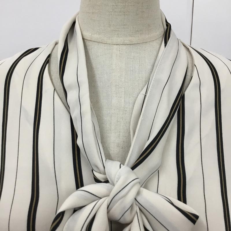 ロペピクニック ROPE' PICNIC シャツ、ブラウス 長袖 ストライプシャツ 長袖シャツ ノーカラーシャツ 長袖カットソー 38 ストライプ 白 / ホワイト / X 黒 / ブラック / X ベージュ / ベージュ / レディース USED 古着 中古 10095227