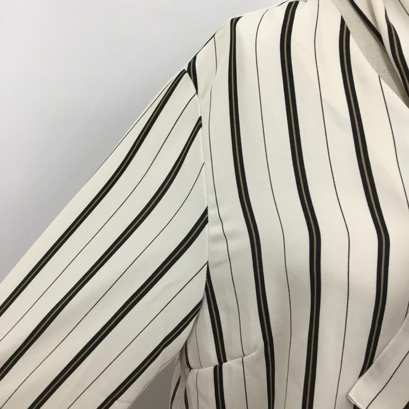 ロペピクニック ROPE' PICNIC シャツ、ブラウス 長袖 ストライプシャツ 長袖シャツ ノーカラーシャツ 長袖カットソー 38 ストライプ 白 / ホワイト / X 黒 / ブラック / X ベージュ / ベージュ / レディース USED 古着 中古 10095227