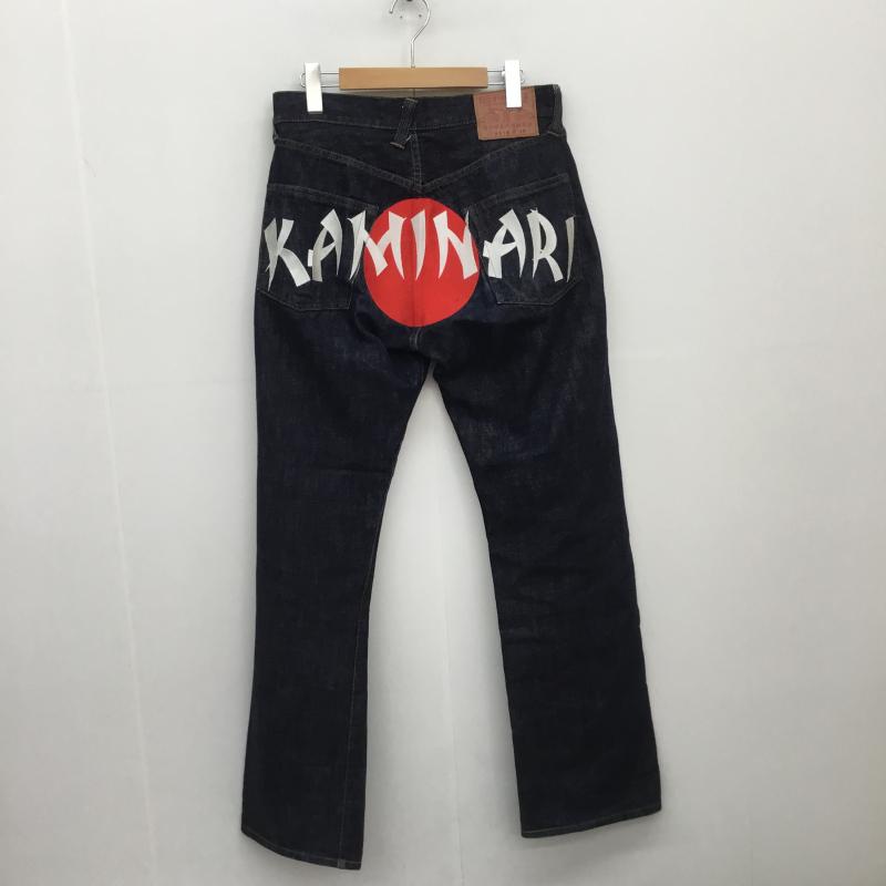 カミナリ KAMINARI パンツ デニム、ジーンズ P510 セルビッチ 刺繍 32インチ 刺繍 インディゴ / インディゴ / メンズ USED 古着 中古 10095230