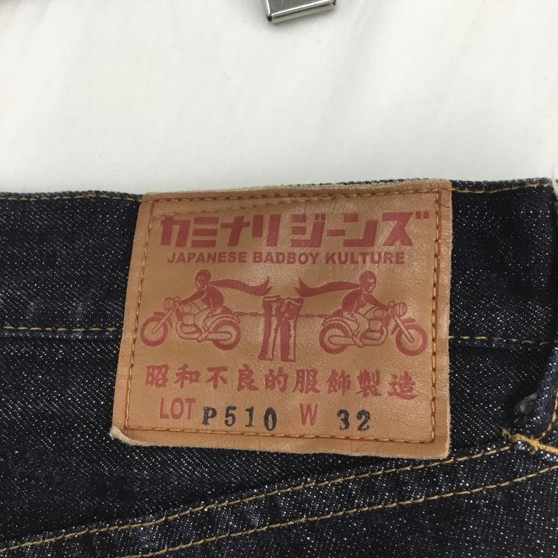 カミナリ KAMINARI パンツ デニム、ジーンズ P510 セルビッチ 刺繍 32インチ 刺繍 インディゴ / インディゴ / メンズ USED 古着 中古 10095230