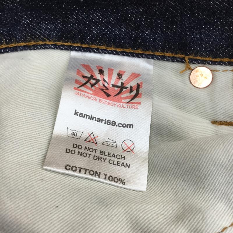 カミナリ KAMINARI パンツ デニム、ジーンズ P510 セルビッチ 刺繍 32インチ 刺繍 インディゴ / インディゴ / メンズ USED 古着 中古 10095230