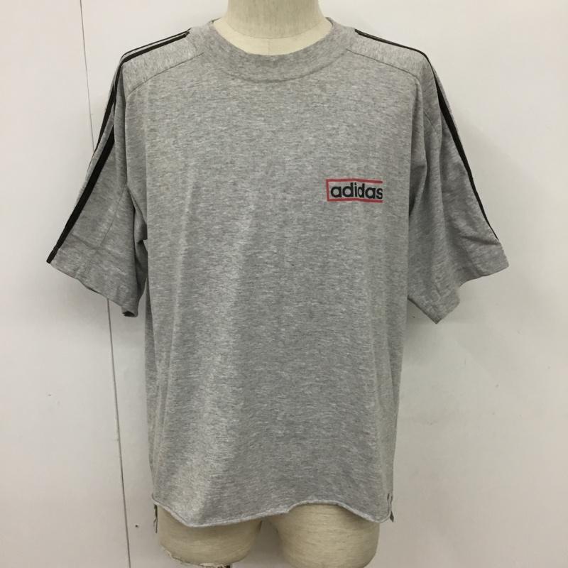 アディダス adidas Tシャツ 半袖 半袖カットソー スポーツウェア プリントTシャツ M ロゴ、文字 灰 / グレー / メンズ USED 古着 中古 10095448