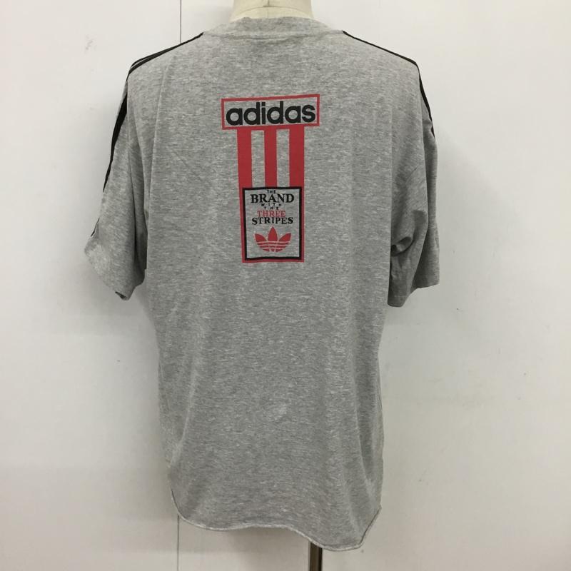 アディダス adidas Tシャツ 半袖 半袖カットソー スポーツウェア プリントTシャツ M ロゴ、文字 灰 / グレー / メンズ USED 古着 中古 10095448